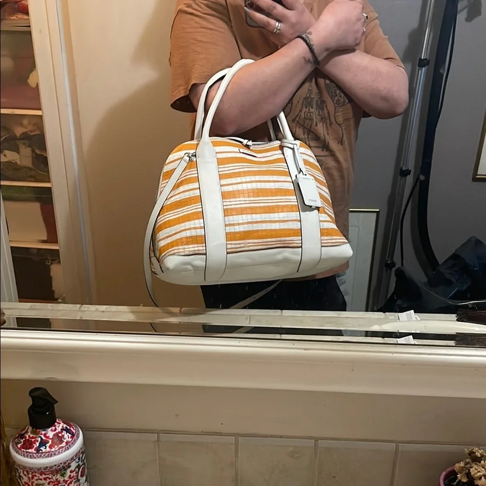 COACH - Bleeker Preston woven embossed satchel Bag- EUC- 31004